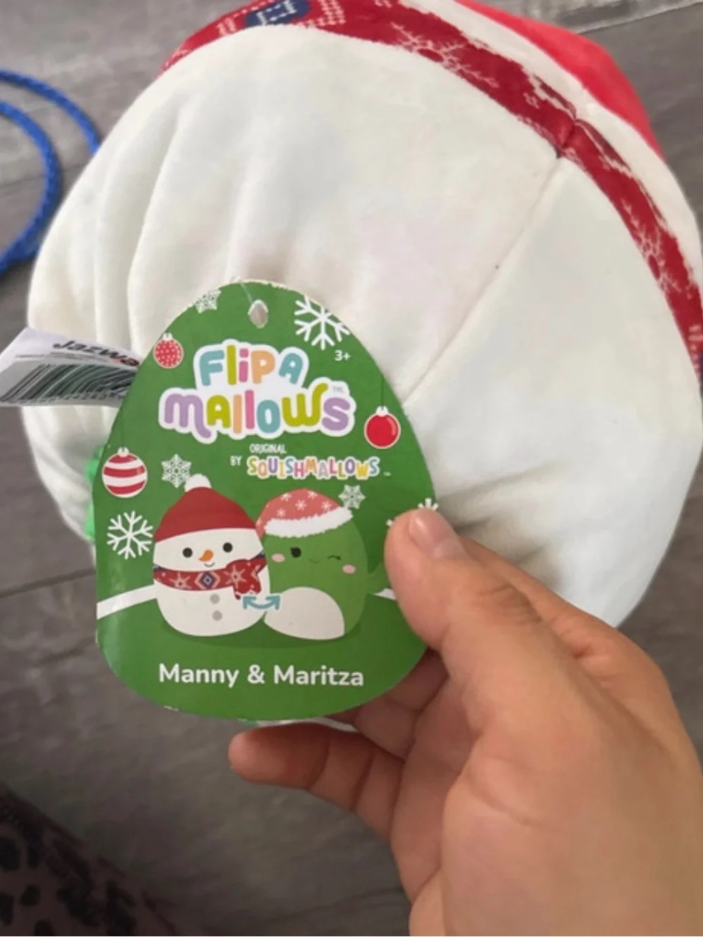 Squishmallows Plush Snowman Hat in Red and White